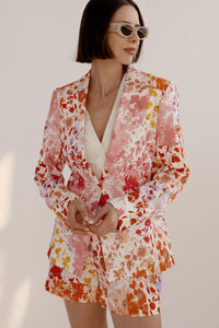 Irina Floral Printed Stretch Linen Blazer - Rose Multi