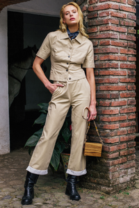 Valeria Short Sleeve Jacket - Safari