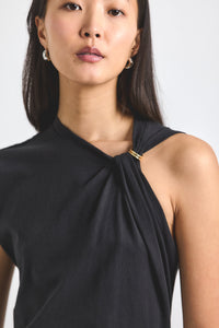 Black Evelise Assymmetric Embellished Twist Dress | Women's Dresses by Derek Lam 10 Crosby