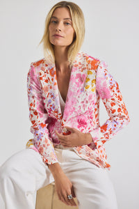 Rose Multi Irina Floral Printed Stretch Linen Blazer | Women's Jackets by Derek Lam 10 Crosby