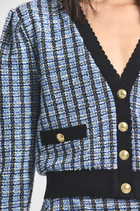 Blue Multi Ky Stretch Tweed Cardigan Jacket | Women's Jackets by Derek Lam 10 Crosby