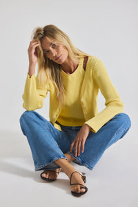Lonnie Viscose Knit Layered Cardigan - Buttercup