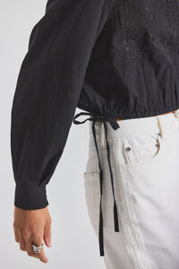 Black Malory Garden Tile Eyelet Blouse | Women's Top by Derek Lam 10 Crosby