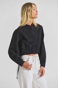 Black Malory Garden Tile Eyelet Blouse | Women's Top by Derek Lam 10 Crosby