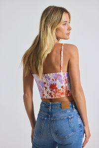 Rose Multi Margo Floral Printed Stretch Linen Bralette | Women's Top by Derek Lam 10 Crosby