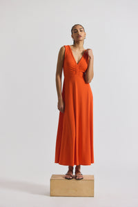 Tangerine Misha Matte Jersey Ruched Dress | Women's Dresses by Derek Lam 10 Crosby