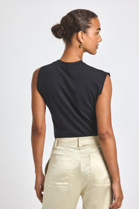 Black Nia Assymmetric Embellished Twist Tee | Women's Top by Derek Lam 10 Crosby