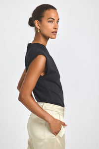 Black Nia Assymmetric Embellished Twist Tee | Women's Top by Derek Lam 10 Crosby