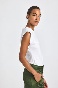 White Nia Assymmetric Embellished Twist Tee | Women's Top by Derek Lam 10 Crosby