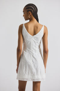 White Saige Garden Tile Eyelet Mini Dress | Women's Dresses by Derek Lam 10 Crosby