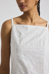 White Saige Garden Tile Eyelet Mini Dress | Women's Dresses by Derek Lam 10 Crosby