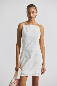 White Saige Garden Tile Eyelet Mini Dress | Women's Dresses by Derek Lam 10 Crosby