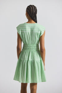 Kelly Green-White Tora Pintuck Stripe Shirting Dress | Women's Dresses by Derek Lam 10 Crosby