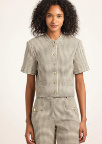 Grace Short Sleeve Jacket - Biscuit Multi