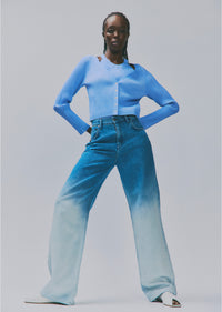 Faye Ombre Denim High Rise Wide Leg Jean - Sutton Blue Ombre