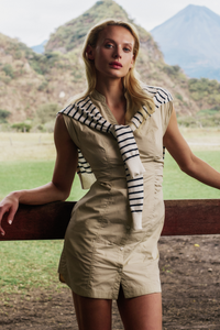 Lotte Mixed Media Dress - Safari