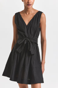 Black Abby Crochet Stripe Shirting Mini Dress | Women's Dresses by Derek Lam 10 Crosby