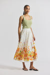 White/Papaya Multi Alexia Organza Pleated Maxi Skirt | Women's Skirts by Derek Lam 10 Crosby