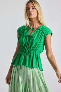 Kelly Green Caroline Tie Front Top | Women's Top by Derek Lam 10 Crosby