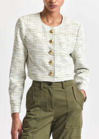 Juliette Tweed Jacket - Soft Sage-White