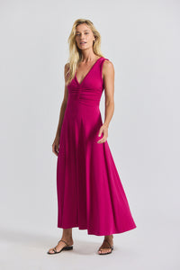 Raspberry Misha Matte Jersey Ruched Dress | Women's Dresses by Derek Lam 10 Crosby
