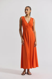 Tangerine Misha Matte Jersey Ruched Dress | Women's Dresses by Derek Lam 10 Crosby
