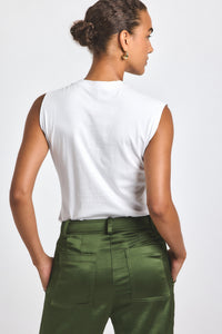 White Nia Assymmetric Embellished Twist Tee | Women's Top by Derek Lam 10 Crosby