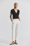 Blanc de Blanc Nika Drapey Linen Pant With Gold Crest Buttons | Women's Pants by Derek Lam 10 Crosby