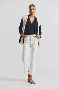Blanc de Blanc Perce Comfort Stretch Cropped Jean With Pintuck | Women's Pants by Derek Lam 10 Crosby