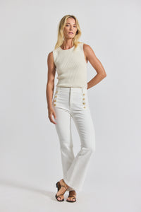 Blanc de Blanc Robertson Stretch Denim Flare Trouser | Women's Pants by Derek Lam 10 Crosby